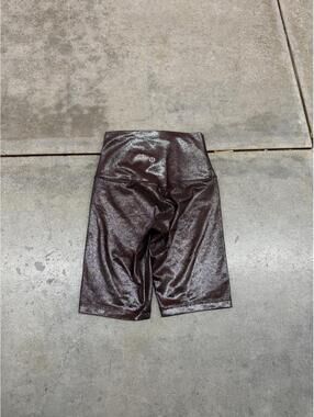 lululemon align high rise metallic shine brown biker shorts size 6 WOMENS